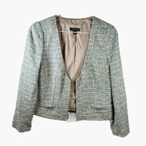 Ann Taylor Blazer Women’s 8 Metallic Tweed Cropped Jacket Workwear Career Office